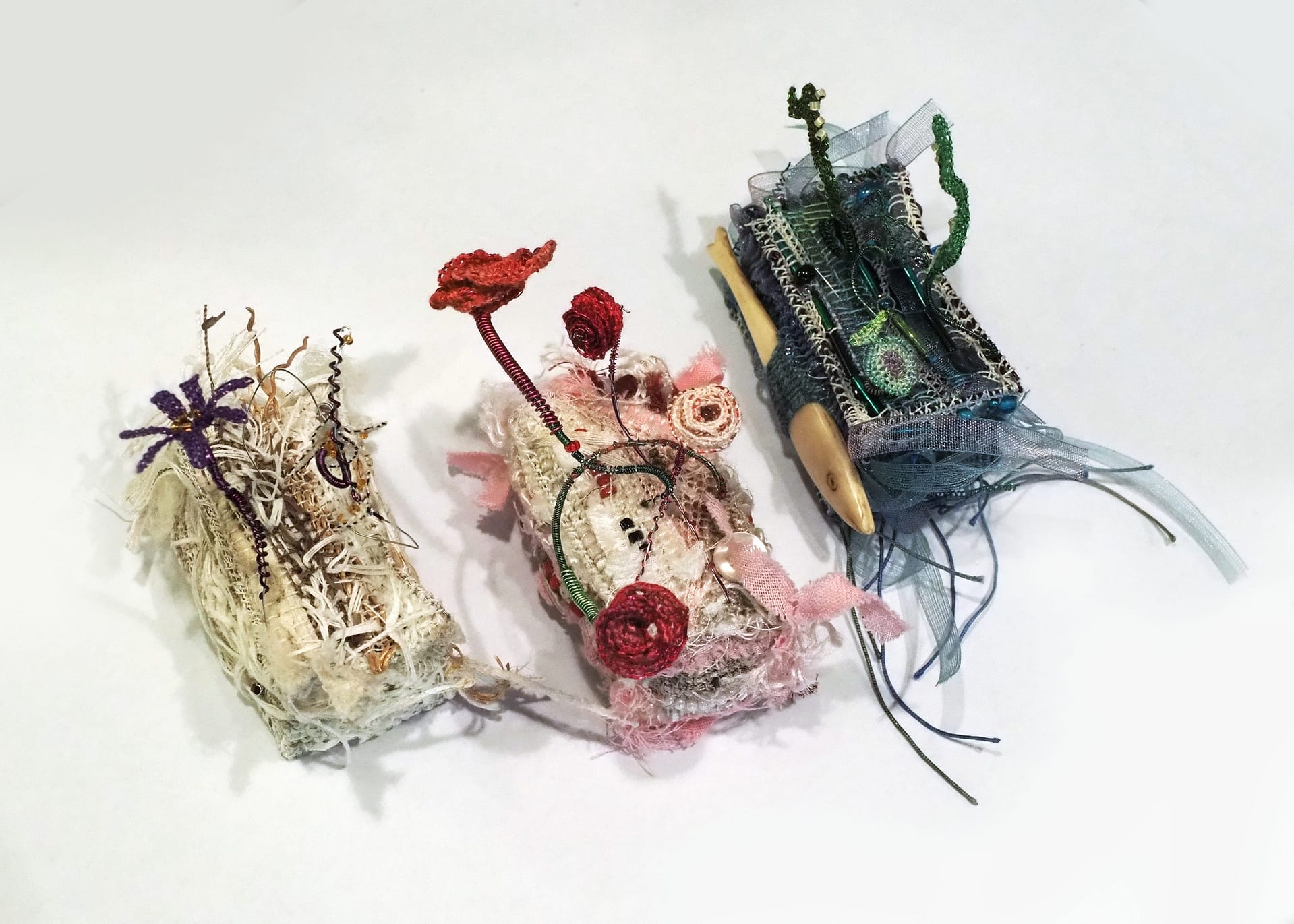 Needle lace sculptures from aboveUS DIGITAL CAMERA